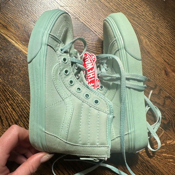 NWT Vans KS8-Hi Zip (Mono) sparkly TEAL / TURQUOISE / MINT VANS GIRL OR BOY - Picture 9 of 12